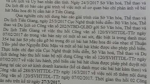 Sở VH-TT&DL Tiền Giang thu hồi các công văn cấm hát "Màu hoa đỏ"