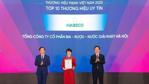 HABECO được vinh danh Top 10 Thương hiệu uy tín Việt Nam