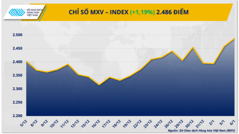 Thị trường hàng hóa phân hóa mạnh, MXV-Index phá đỉnh ba năm
