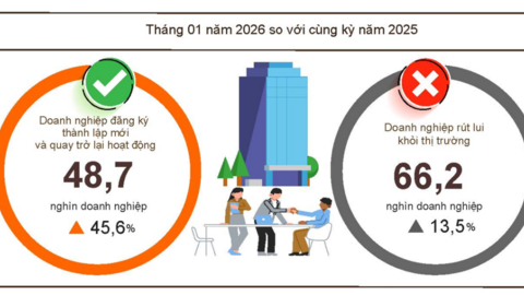 Tháng 1/2026: Doanh nghiệp gia nhập thị trường tăng, quy mô vốn nhỏ lại
