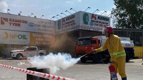 Thực tập phương án chữa cháy và cứu nạn, cứu hộ tại cửa hàng xăng dầu