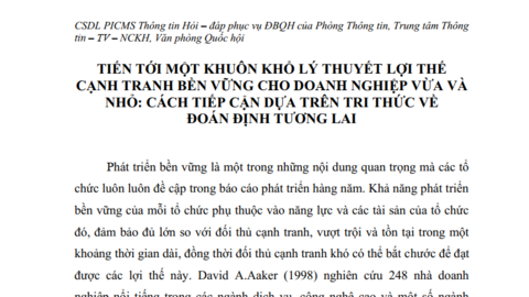 Tiến tới một khuôn khổ lý thuyết lợi thế cạnh tranh bền vững cho doanh nghiệp vừa và nhỏ: Cách tiếp cận dựa trên tri thức về đoán định tương lai