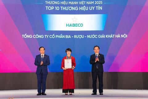 HABECO được vinh danh Top 10 Thương hiệu uy tín Việt Nam