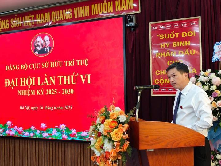 Ông Lưu Hoàng Long, Bí thư Đảng ủy, Cục trưởng Cục Sở hữu trí tuệ phát biểu khai mạc Đại hội