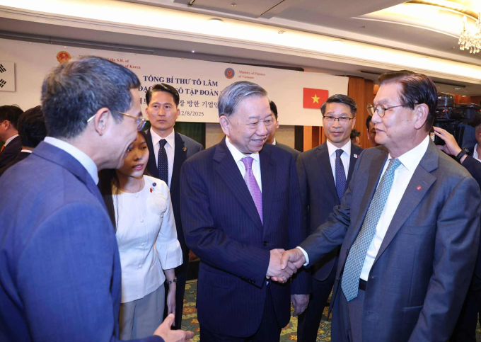 Tổng Bí thư Tô Lâm gặp gỡ lãnh đạo một số tập đoàn lớn của Hàn Quốc. Ảnh: TTXVN