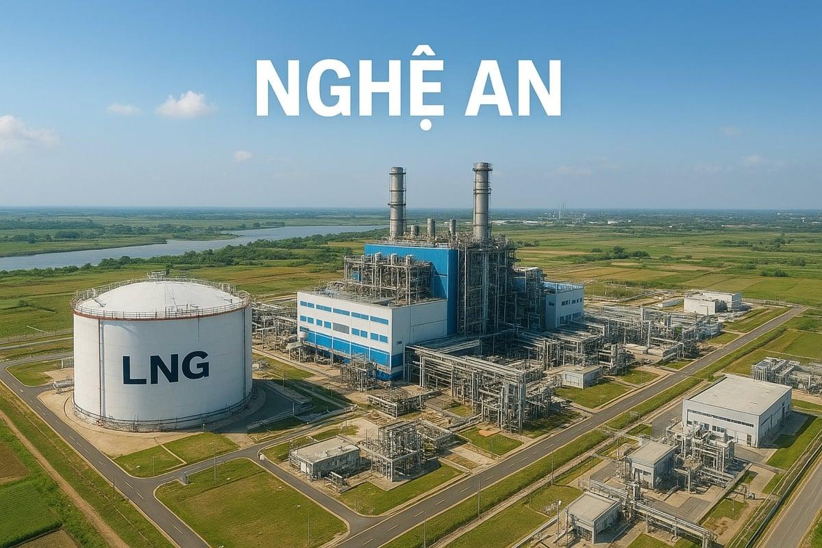 Mô hình Nhà máy điện khí LNG tại Quỳnh Lập, tỉnh Nghệ An. Ảnh: ChatGPT.